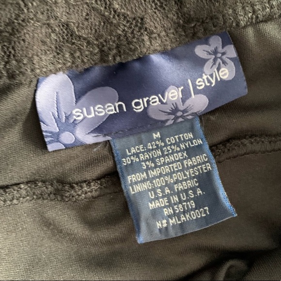 Susan Graver Black Lace Floral Lined Maxi Skirt - Picture 4 of 7